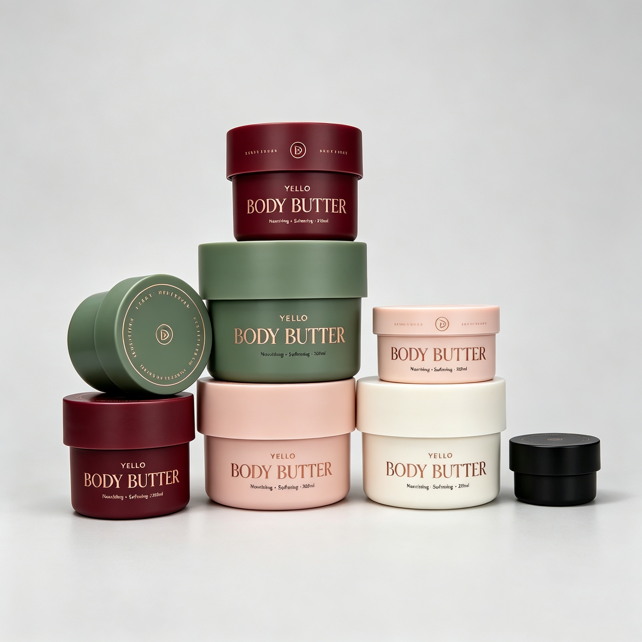 Custom 30ML 50ML 100ML 150ML 200ML Plastic PP Cosmetic Jars with Lids for Body Butter Cream Conditioner Packaging