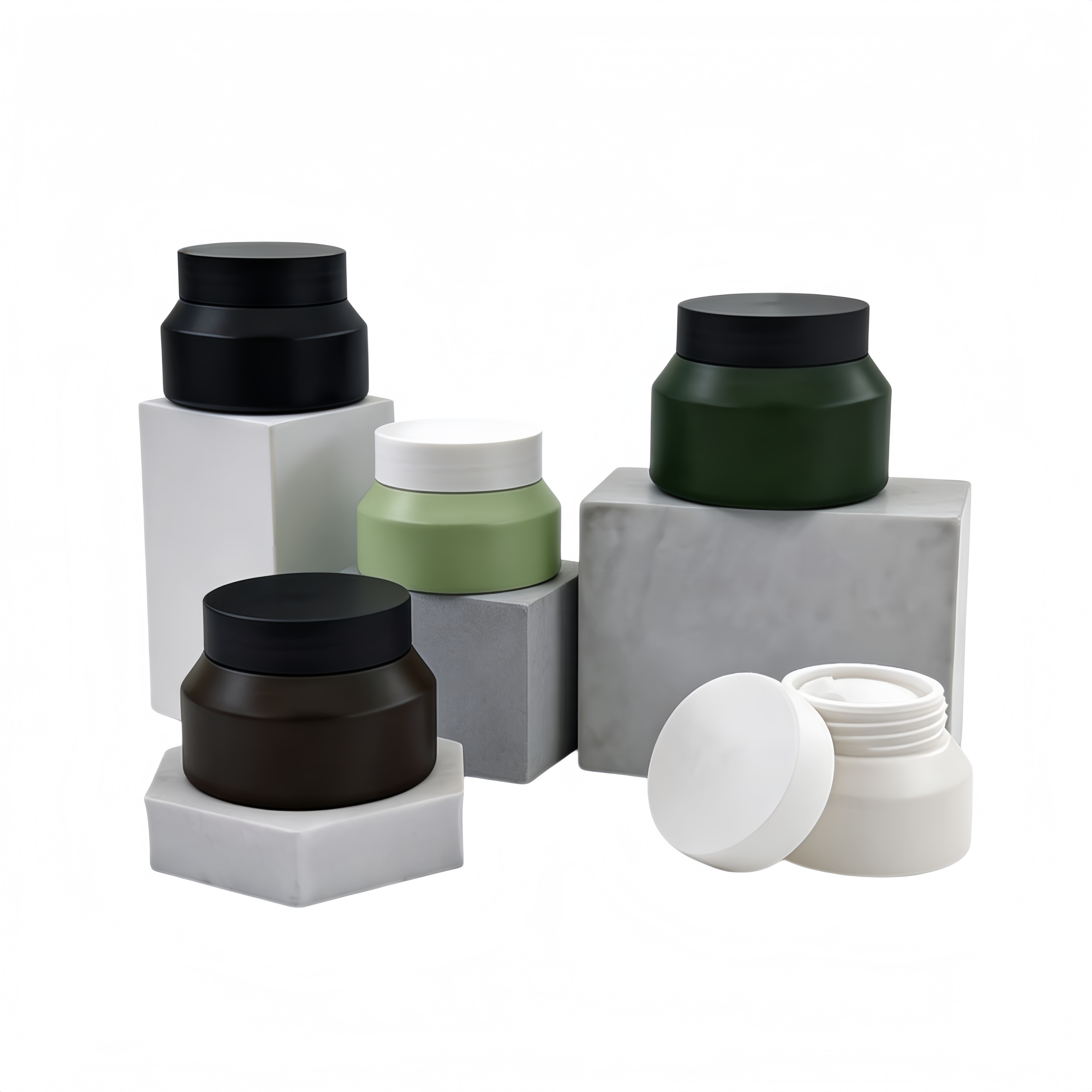 Wholesale Luxury PET Plastic Cosmetics Container Packaging Frost Matte pink Body Butter Jar with Lids for Scrub Cream