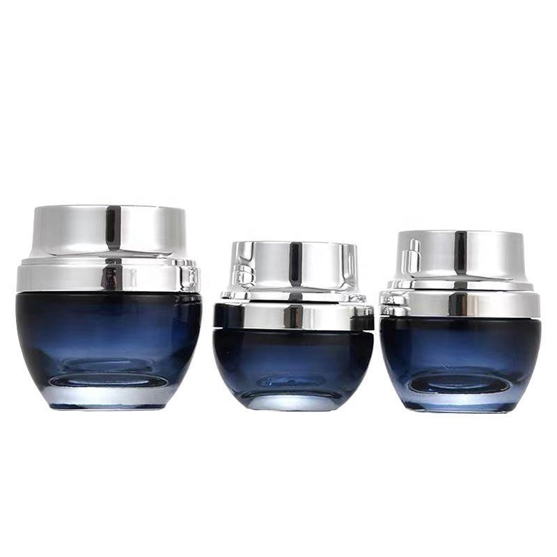 Cosmetic Glass Pump Cosmetic Bottle with Crown Cap Empty Lotion Airless Bottle Cosmetics Jars Set