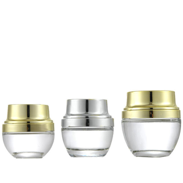 Cosmetic Glass Pump Cosmetic Bottle with Crown Cap Empty Lotion Airless Bottle Cosmetics Jars Set