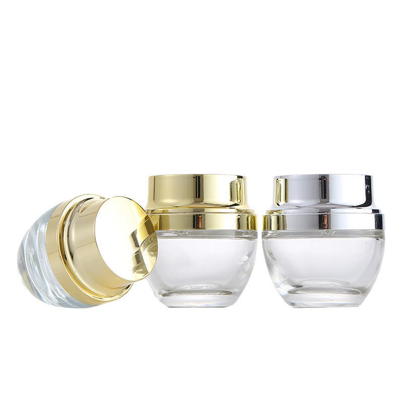 Cosmetic Glass Pump Cosmetic Bottle with Crown Cap Empty Lotion Airless Bottle Cosmetics Jars Set