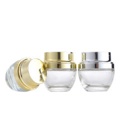 Cosmetic Glass Pump Cosmetic Bottle with Crown Cap Empty Lotion Airless Bottle Cosmetics Jars Set