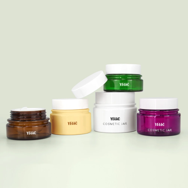 Luxury Custom Plastic Frosted Amber 50g Cosmetic Cream Jars with Lids for Body Butter