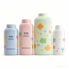 Wholesale Cosmetic 100ml PE Loose Powder Bottle with Screw Lid Plastic Baby Talcum Powder Container Customized Logo