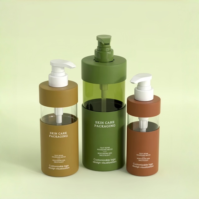 Luxury Cosmetic Cylinder Shampoo Bottle Body Wash Shower Gel Bottle for Skincare Packaging Custom logo