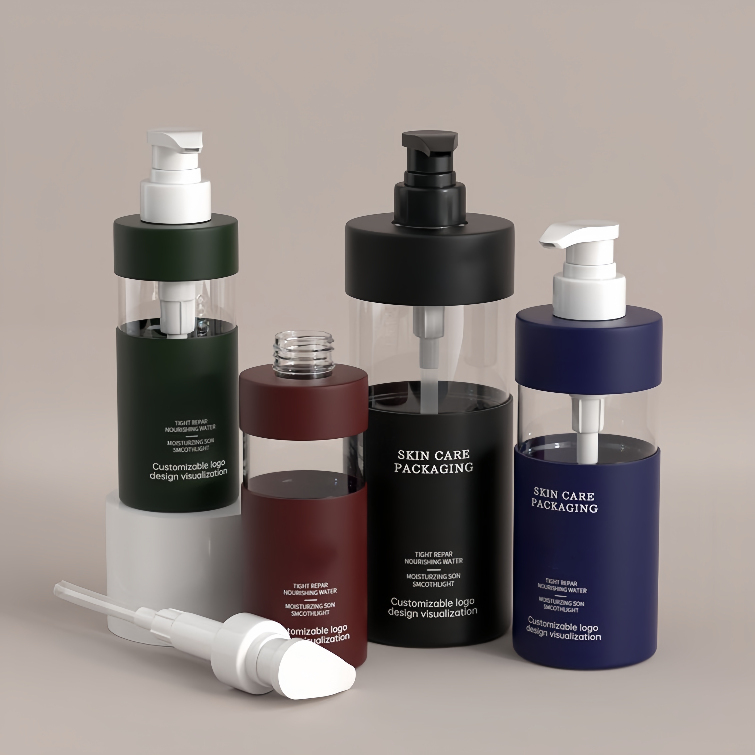 Luxury Cosmetic Cylinder Shampoo Bottle Body Wash Shower Gel Bottle for Skincare Packaging Custom logo