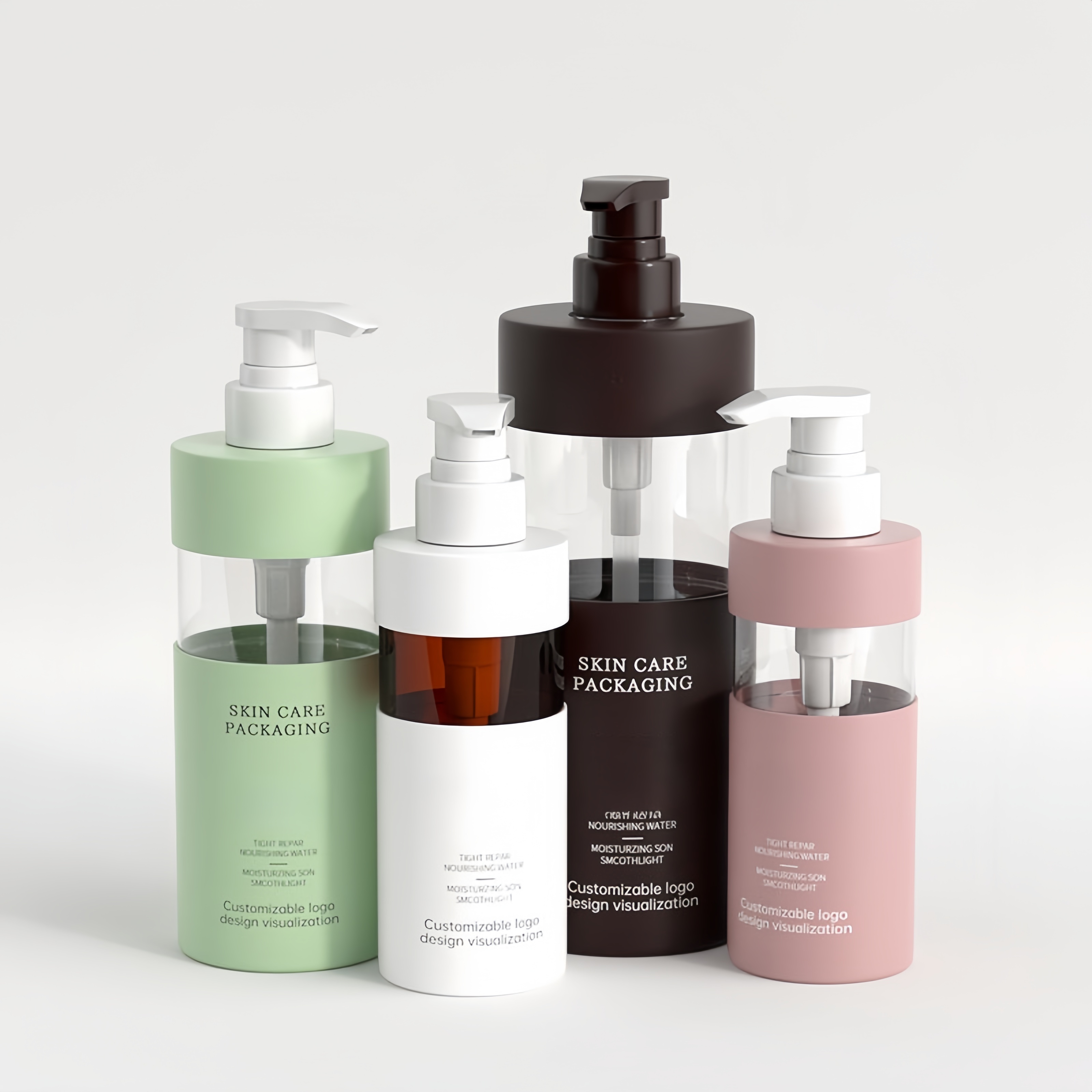 Luxury Cosmetic Cylinder Shampoo Bottle Body Wash Shower Gel Bottle for Skincare Packaging Custom logo