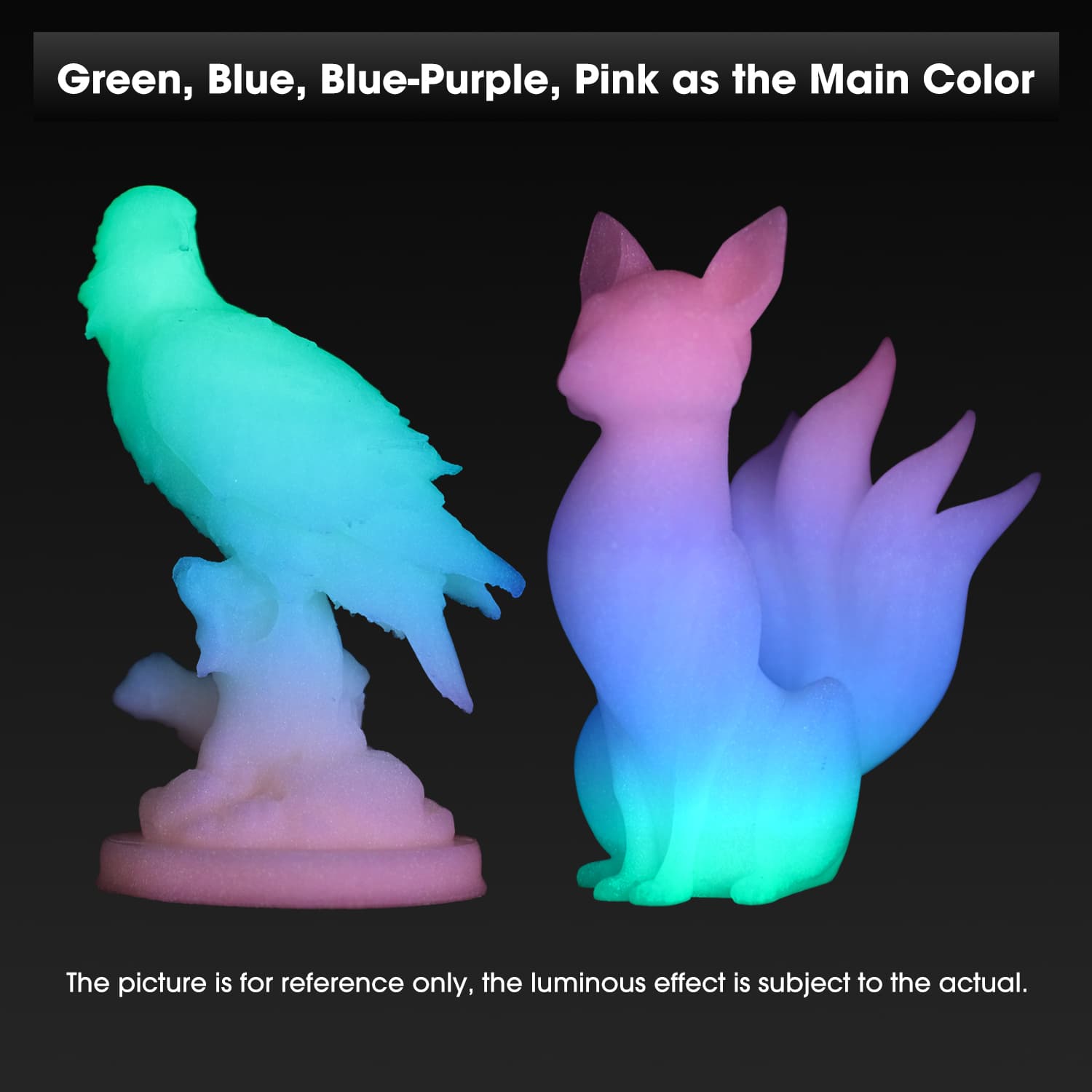eSUN Luminous Rainbow PLA 1.75mm 3D Printer Filament 1KG Glow in the Dark