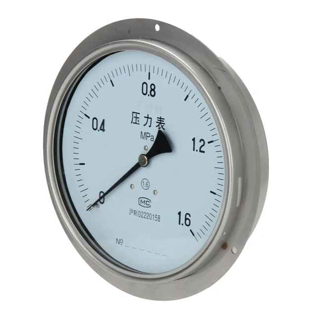 Y200BFZT Stainless Steel Axial Pressure Gauge With Flange Edge