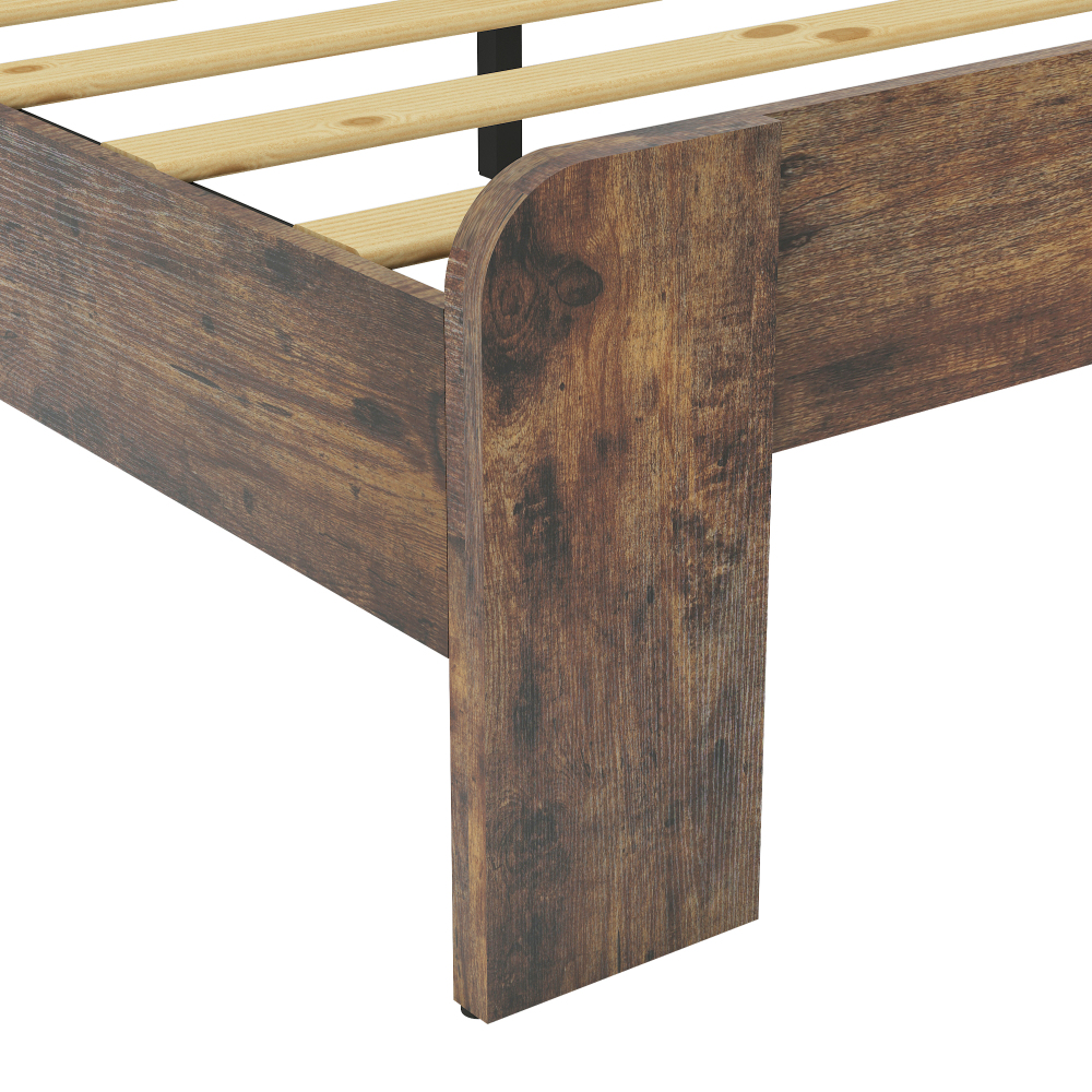 Fansace Wood Bed Frame with Headboard, Rustic Farmhouse Platform Bed Frame with 12 Wood Slats Support, No Box Spring Needed, Easy Assembly
