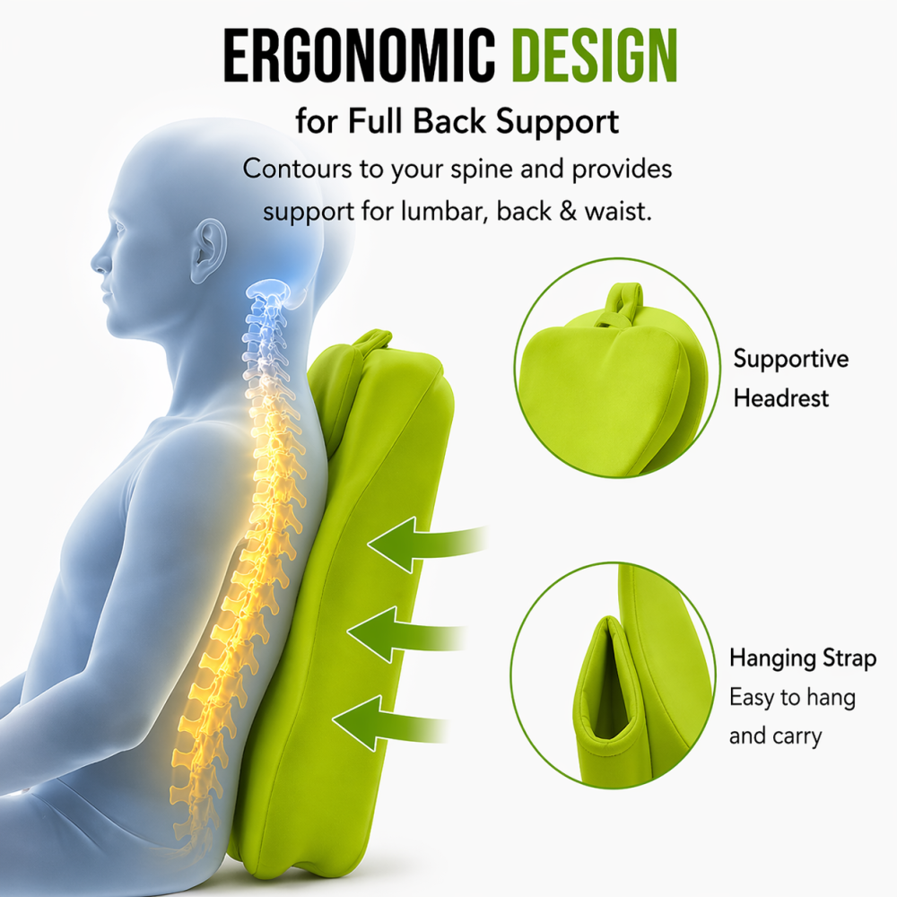 FANSACE Ergonomic Memory Foam Lumbar Support Pillow with Removable Cover - Multi-Functional Wedge Pillow for Couch, Back & Headboard Support