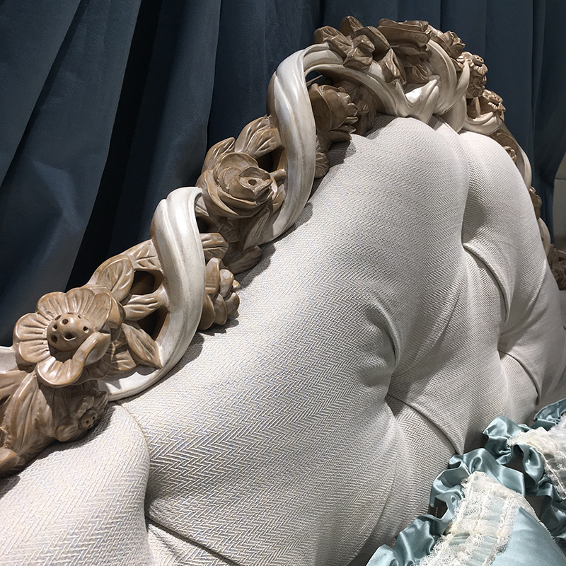 Elegant Rose Hand-Carved Fabric Upholstered Headboard Bed,EKAR FURNITURE CO.,LTD,Elegant Rose Hand-Carved Fabric Upholstered Headboard Bed - Ekar Furniture,foshan furniture factory,custom Furniture factory,china furniture factory