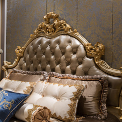 ,MY SHOP,Luxury Brown Carved Leather Headboards Bed  - Ekar Furniture,foshan furniture factory,custom Furniture factory,china furniture factory