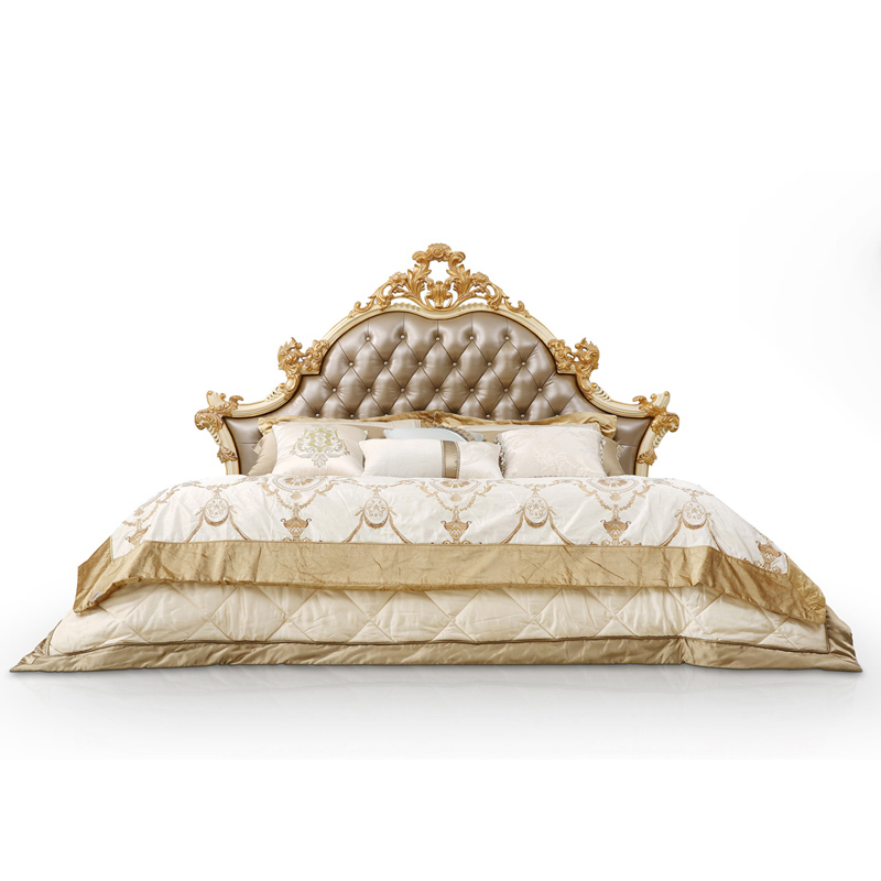 Luxury Brown Carved Leather Headboards Bed,EKAR FURNITURE CO.,LTD,Luxury Brown Carved Leather Headboards Bed  - Ekar Furniture,foshan furniture factory,custom Furniture factory,china furniture factory