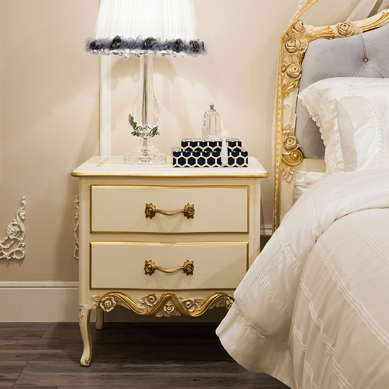 French-Style Wooden Nightstand with Carved Details and Storage,EKAR FURNITURE CO.,LTD,French-Style Wooden Nightstand with Carved Details and Storage,foshan furniture factory,custom Furniture factory,china furniture factory