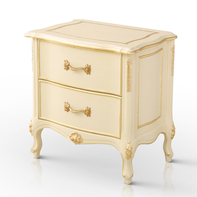 Ivory White Rococo Wooden Nightstand,EKAR FURNITURE CO.,LTD,,foshan furniture factory,custom Furniture factory,china furniture factory