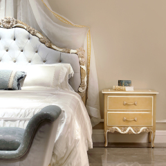 ,MY SHOP,French-Style Wooden Nightstand with Carved Details and Storage,foshan furniture factory,custom Furniture factory,china furniture factory