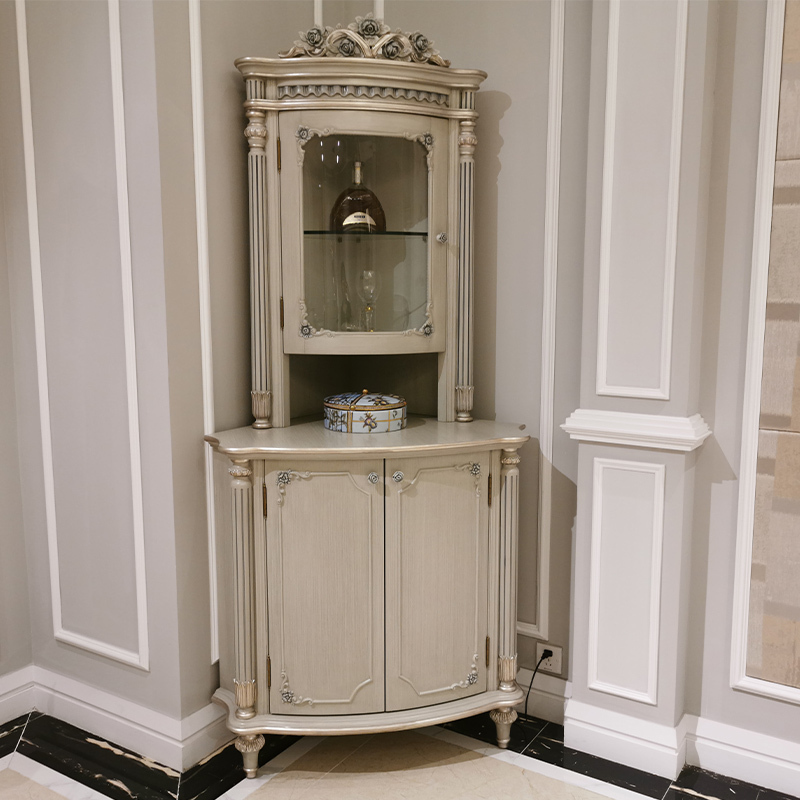 Elegant Ivory White Corner Curio Cabinet/Storage Cupboard,EKAR FURNITURE CO.,LTD,Elegant Ivory White Corner Curio Cabinet/Storage Cupboard,foshan furniture factory,custom Furniture factory,china furniture factory