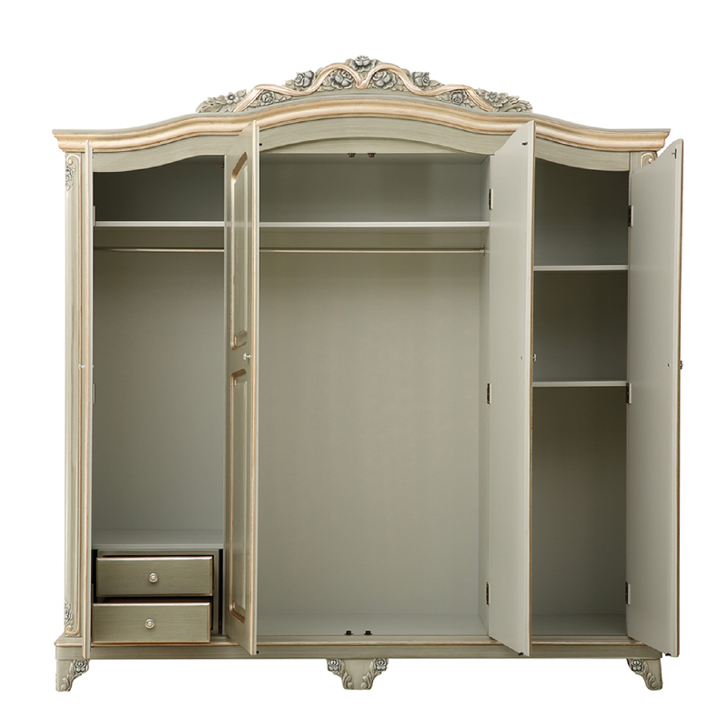 Four Doors Armoire Antique Solid Wood Armoire Wardrobe,EKAR FURNITURE CO.,LTD,,foshan furniture factory,custom Furniture factory,china furniture factory