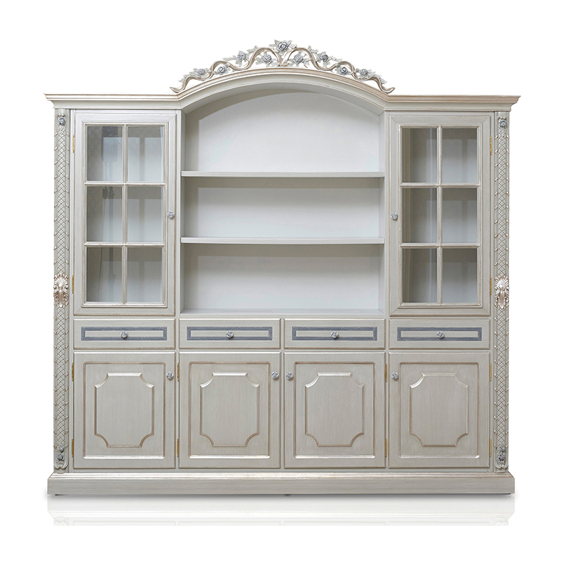 French-Style Solid Wood Office Bookcase with Glass Doors,EKAR FURNITURE CO.,LTD,French-Style Solid Wood Office Bookcase with Glass Doors,foshan furniture factory,custom Furniture factory,china furniture factory