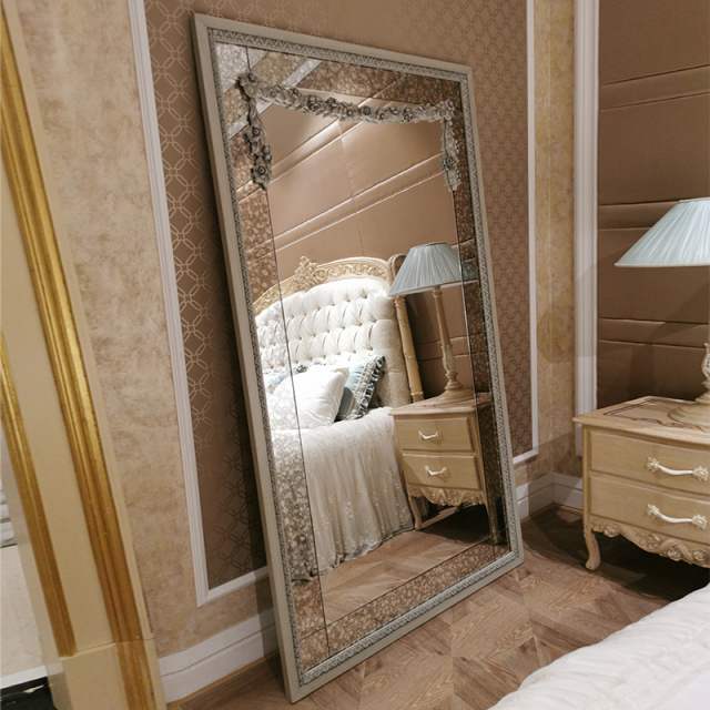 ,MY SHOP,French Provincial Floor Mirror with Carved Wood Frame and Beveled Glass,foshan furniture factory,custom Furniture factory,china furniture factory