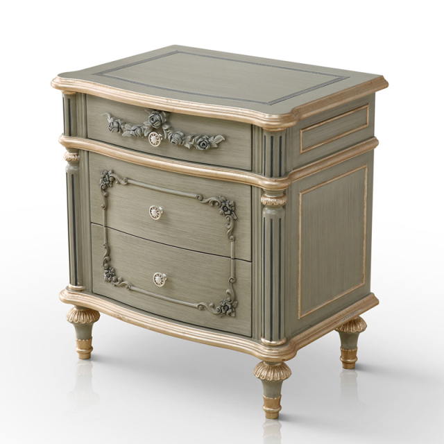 ,MY SHOP,Antique Italian Nightstand with Carved Flower Pattern,foshan furniture factory,custom Furniture factory,china furniture factory