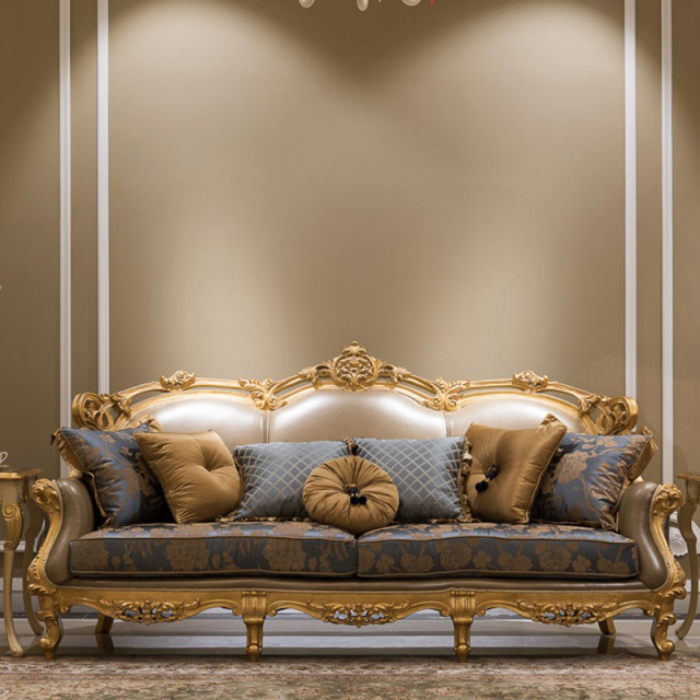Gold Silk Embroidered Long Couch Chair Comfy Sofa Sale,EKAR FURNITURE CO.,LTD,EKAR FURNITURE - Premium Single Seater Sofa | Handcrafted Solid Wood Frame with Plush Upholstery,foshan furniture factory,custom Furniture factory,china furniture factory