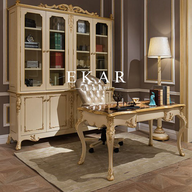 Vintage White Wooden Home Office Desk/Writing Desk,EKAR FURNITURE CO.,LTD,EKAR FURNITURE Elegant Solid Wood Writing Desk - Craftsmanship Redefined,foshan furniture factory,custom Furniture factory,china furniture factory