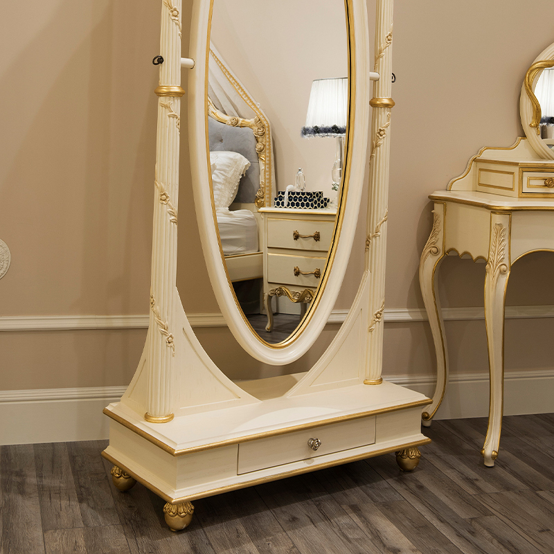 French Style Bedroom Dressing Mirror with Carved Wood Frame and Swivel Design,EKAR FURNITURE CO.,LTD,French Style Bedroom Dressing Mirror with Carved Wood Frame and Swivel Design,foshan furniture factory,custom Furniture factory,china furniture factory