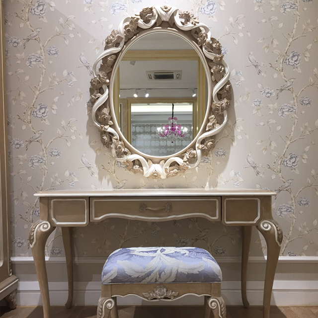 ,MY SHOP,French Classic Vanity Mirror with Carved Wood Frame and Adjustable Design,foshan furniture factory,custom Furniture factory,china furniture factory