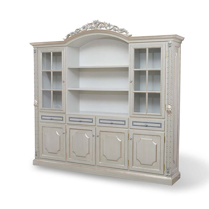 French-Style Solid Wood Office Bookcase with Glass Doors,EKAR FURNITURE CO.,LTD,French-Style Solid Wood Office Bookcase with Glass Doors,foshan furniture factory,custom Furniture factory,china furniture factory