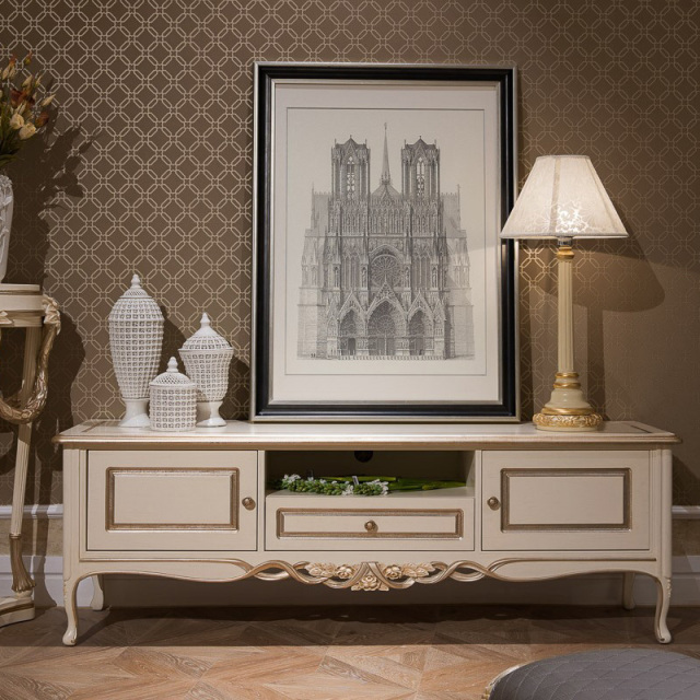 ,MY SHOP,Antique White TV Furniture TV Table Stand - Ekar Furniture,foshan furniture factory,custom Furniture factory,china furniture factory