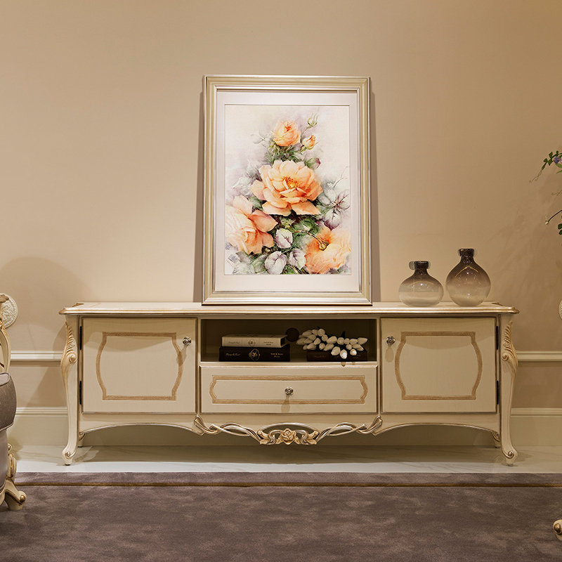 Exquisite Carved White Wooden TV Furniture Universal TV Stand,EKAR FURNITURE CO.,LTD,,foshan furniture factory,custom Furniture factory,china furniture factory