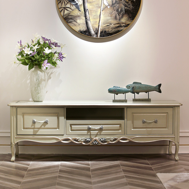 ,MY SHOP,Antique White TV Furniture TV Table Stand - Ekar Furniture,foshan furniture factory,custom Furniture factory,china furniture factory