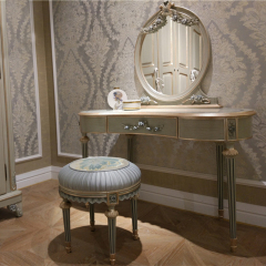 ,MY SHOP,French-Style Wooden Dressing Stool with Upholstered Seat for Bedrooms,foshan furniture factory,custom Furniture factory,china furniture factory