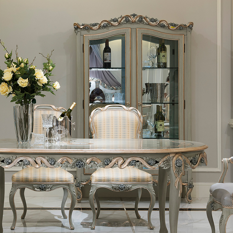 Grey Double Door Carved Wooden and Glass Floral Cabinet/BarCabinet/Storage Cabinet,EKAR FURNITURE CO.,LTD,,foshan furniture factory,custom Furniture factory,china furniture factory