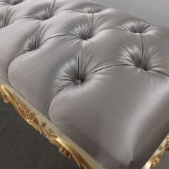 ,MY SHOP,French Luxury Style Grey Wooden and Fabric Long Bed Stool for Bedroom,foshan furniture factory,custom Furniture factory,china furniture factory