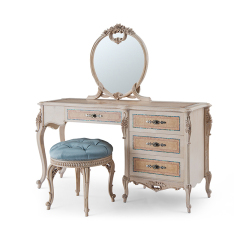 ,MY SHOP,Ash Wood 4 Drawer Carving Vintage Dressing Table Mirror - Ekar Furniture,foshan furniture factory,custom Furniture factory,china furniture factory