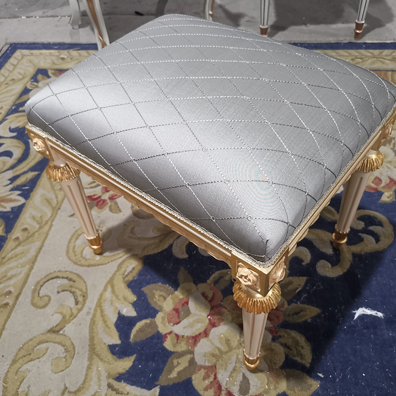 French Luxury Style Grey Fabric Vanity Stool,EKAR FURNITURE CO.,LTD,French Luxury Style Grey Fabric Vanity Stool,foshan furniture factory,custom Furniture factory,china furniture factory