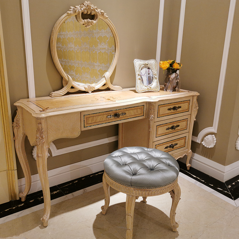 Wooden Carved Makeup Dresser Wooden Ottoman Dressing Stool,EKAR FURNITURE CO.,LTD,Wooden Carved Makeup Dresser Wooden Ottoman Dressing Stool,foshan furniture factory,custom Furniture factory,china furniture factory