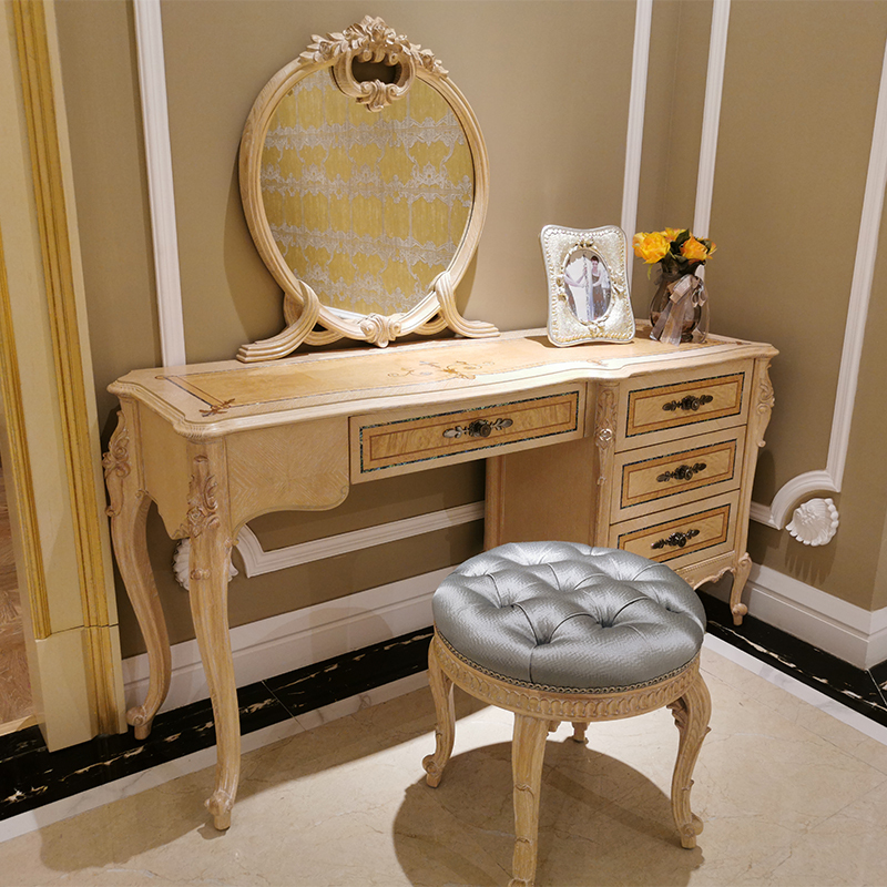Ash Wood 4 Drawer Carving Vintage Dressing Table Mirror,EKAR FURNITURE CO.,LTD,Ash Wood 4 Drawer Carving Vintage Dressing Table Mirror - Ekar Furniture,foshan furniture factory,custom Furniture factory,china furniture factory