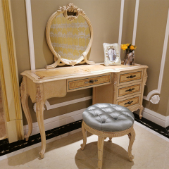 ,MY SHOP,Ash Wood 4 Drawer Carving Vintage Dressing Table Mirror - Ekar Furniture,foshan furniture factory,custom Furniture factory,china furniture factory