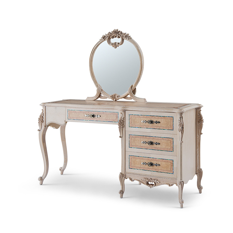 Ash Wood 4 Drawer Carving Vintage Dressing Table Mirror,EKAR FURNITURE CO.,LTD,Ash Wood 4 Drawer Carving Vintage Dressing Table Mirror - Ekar Furniture,foshan furniture factory,custom Furniture factory,china furniture factory