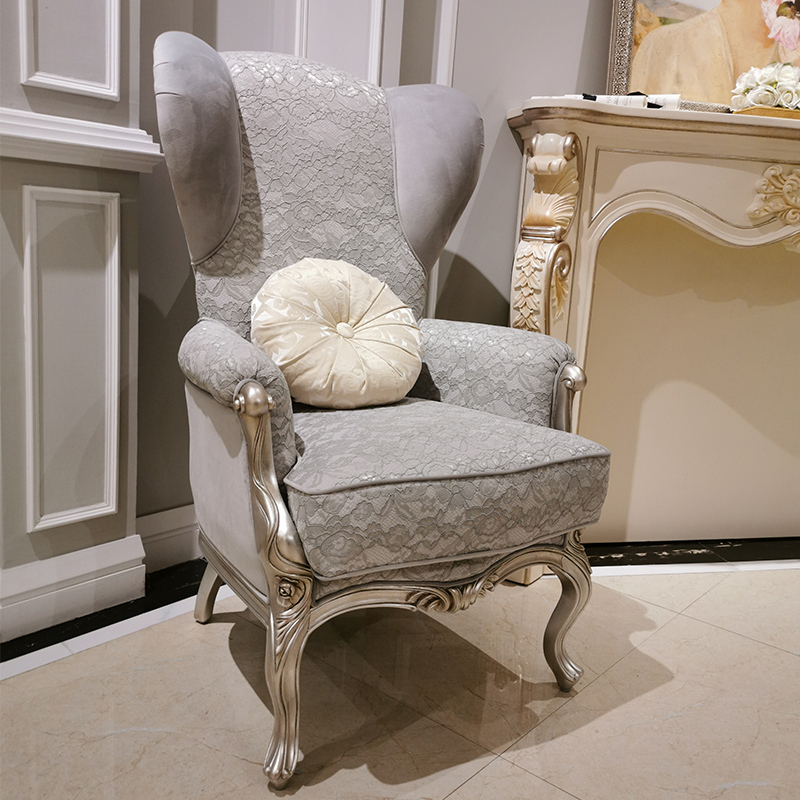 French Style Wooden Lounge Chair with Upholstered Fabric Seat,EKAR FURNITURE CO.,LTD,French Style Wooden Lounge Chair with Upholstered Fabric Seat,foshan furniture factory,custom Furniture factory,china furniture factory