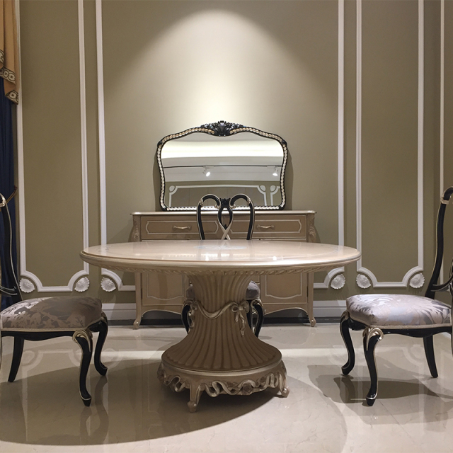 ,MY SHOP,French Provincial Entryway Mirror with Distressed Wood Frame and Floral Carvings,foshan furniture factory,custom Furniture factory,china furniture factory