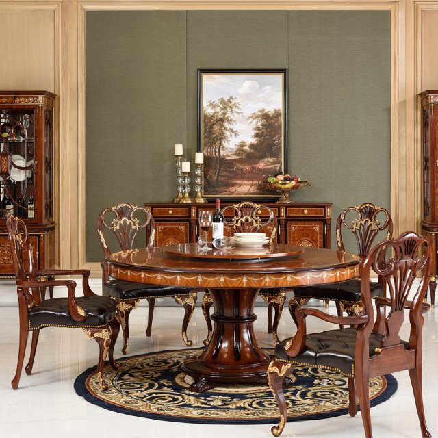 Mahogany Dining Room Royal Deluxe Classic Veneer Dining Table,EKAR FURNITURE CO.,LTD,Mahogany Dining Room Royal Deluxe Classic Veneer Dining Table,foshan furniture factory,custom Furniture factory,china furniture factory