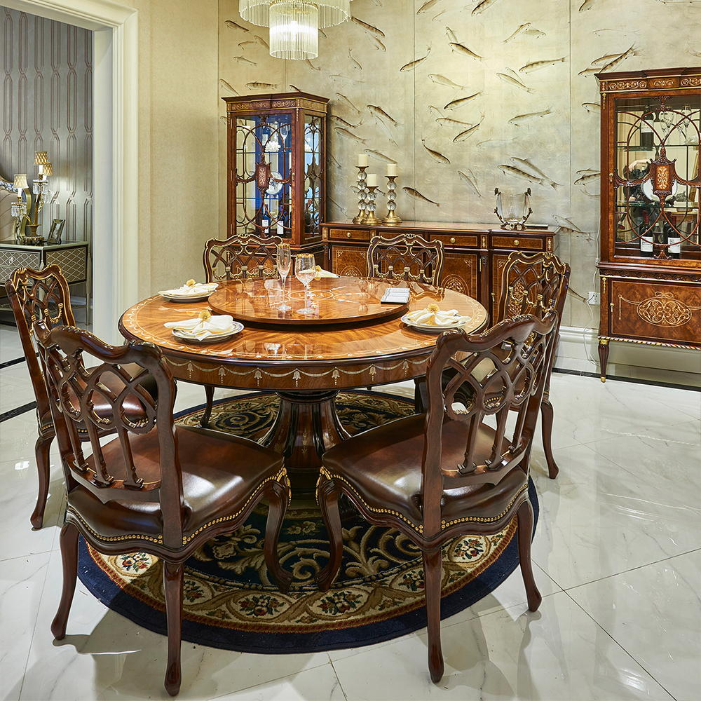 Mahogany Dining Room Royal Deluxe Classic Veneer Dining Table,EKAR FURNITURE CO.,LTD,Mahogany Dining Room Royal Deluxe Classic Veneer Dining Table,foshan furniture factory,custom Furniture factory,china furniture factory