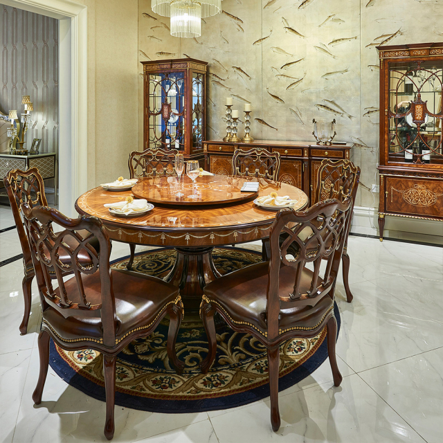 Mahogany Dining Room Royal Deluxe Classic Veneer Dining Table,EKAR FURNITURE CO.,LTD,Mahogany Dining Room Royal Deluxe Classic Veneer Dining Table,foshan furniture factory,custom Furniture factory,china furniture factory