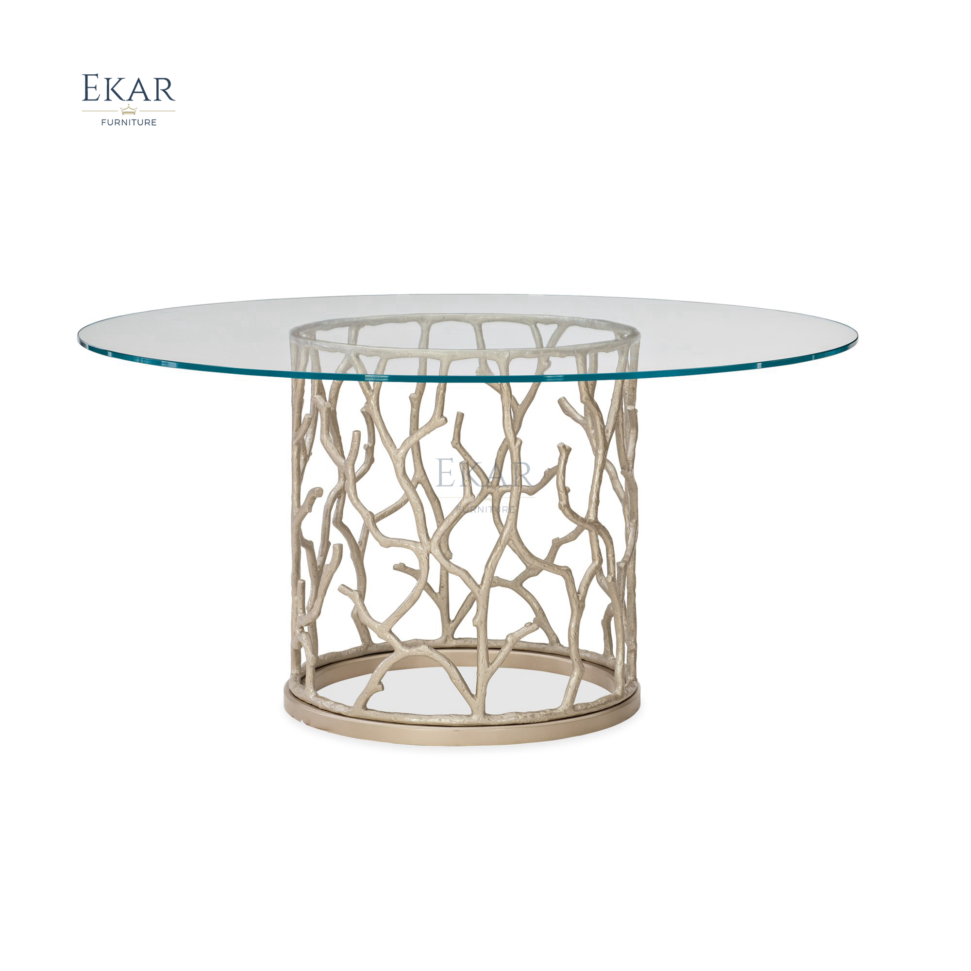 Classic round glass top and metal legs dining table,EKAR FURNITURE CO.,LTD,Classic round glass top and metal legs dining table,foshan furniture factory,custom Furniture factory,china furniture factory