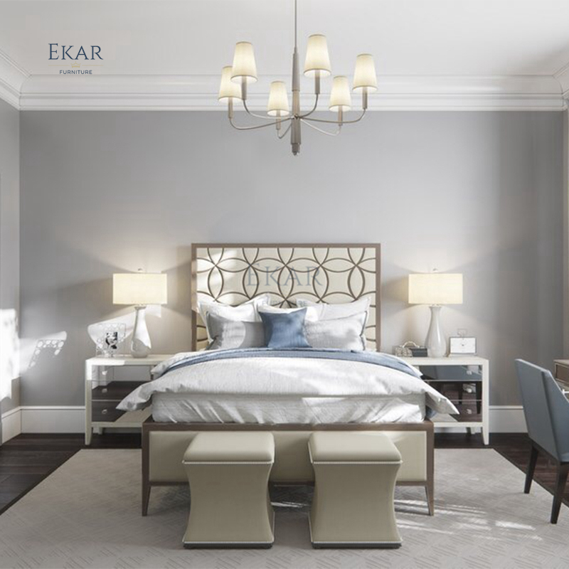 Bedroom Furniture Bed with Knitted Patterned Headboard,EKAR FURNITURE CO.,LTD,Bedroom Furniture Bed with Knitted Patterned Headboard,foshan furniture factory,custom Furniture factory,china furniture factory